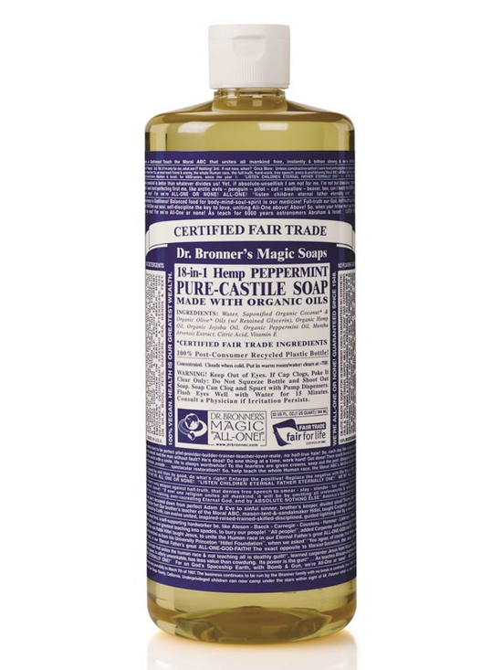 18-in-1 Hemp Peppermint Castile Soap 946ml (Dr. Bronner's) | Healthy  Supplies