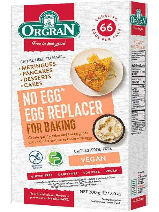 No Egg is an egg-free mixture <br>for use in cakes, puddings, sauces, batters and more.