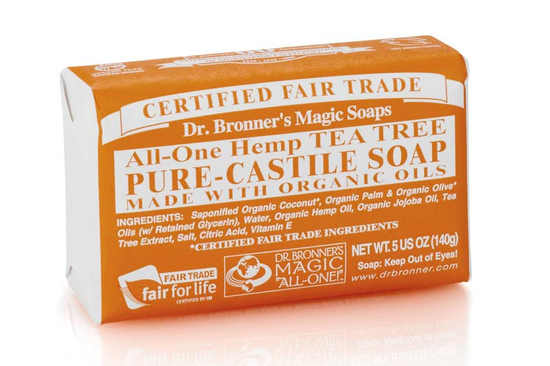 All-One Hemp Tea Tree Pure Castile Soap Bar 140g (Dr. Bronner's)