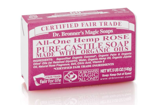 All-One Hemp Rose Pure Castile Soap Bar 140g (Dr. Bronner's)