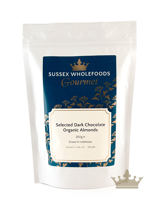 Selected Dark Chocolate Almonds, Organic 250g (Sussex Wholefoods)