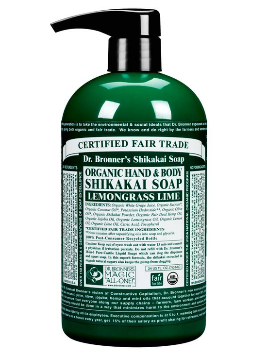 Lemongrass Hand & Body Shikakai Soap, Organic 709ml (Dr. Bronner's)