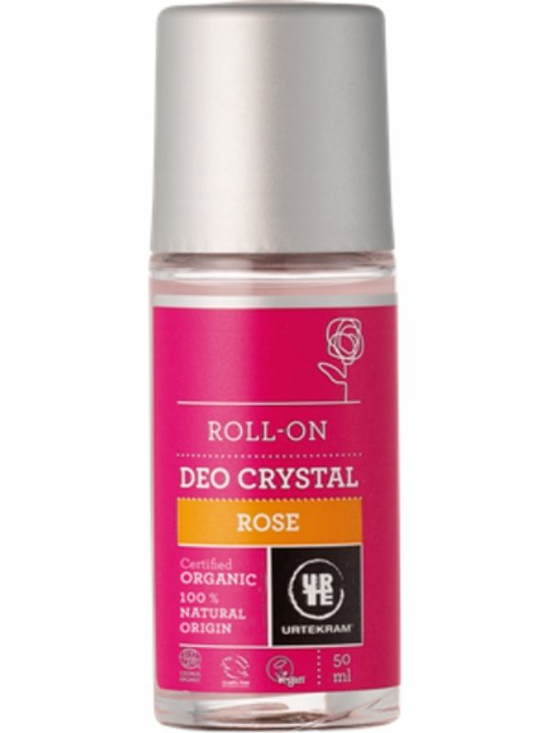 Crystal Deodorant Roll On Rose, Organic 50ml (Urtekram)