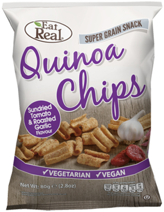 Quinoa Chips with Sundried Tomato & Roasted Garlic 30g (Eat Real)