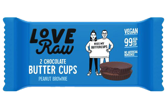 2 Chocolate Butter Cups - Peanut Brownie 34g (Love Raw)