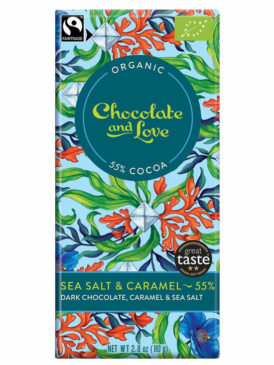 Dark Chocolate with Caramel & Sea Salt, Organic 80g (Chocolate and Love)