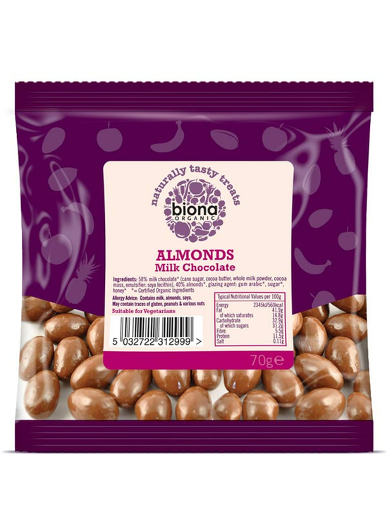 Milk Chocolate Covered Almonds, Organic 70g (Biona)