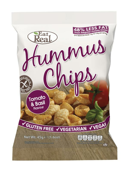 Hummus Chips with Tomato & Basil 45g (Eat Real) Healthy Supplies