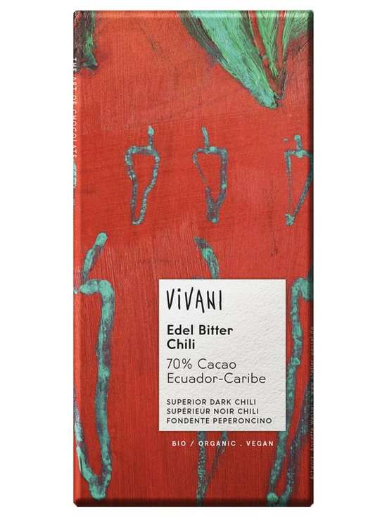 Vegan Superior Dark Chilli Chocolate 100g, Organic (Vivani)