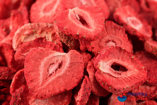 Strawberry slices, freeze dried. Bursting with flavour!