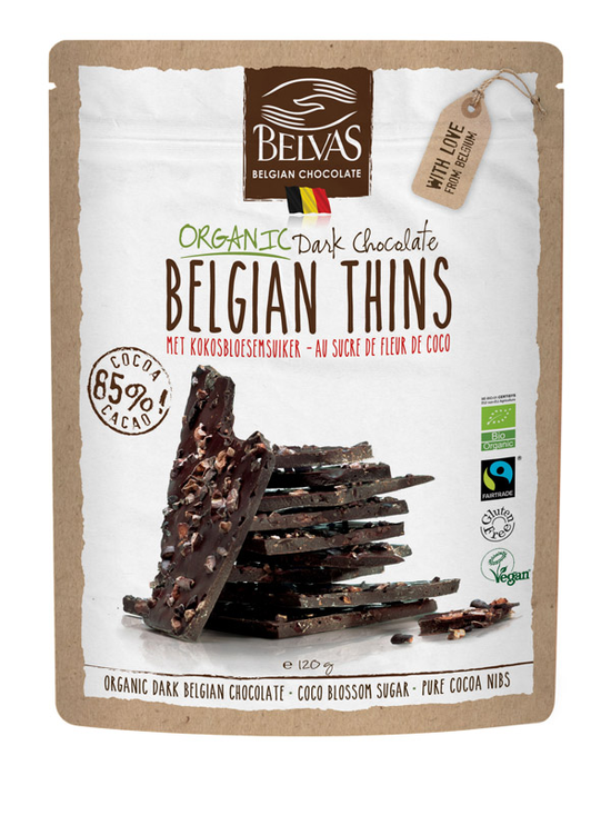 85% Cocoa Belgian Thins, Organic 120g (Belvas)