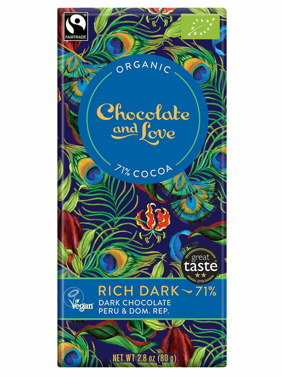 Rich Dark Chocolate, Organic 80g (Chocolate and Love)