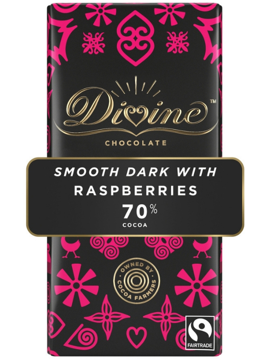 Dark Chocolate with Raspberries 90g (Divine Chocolate)