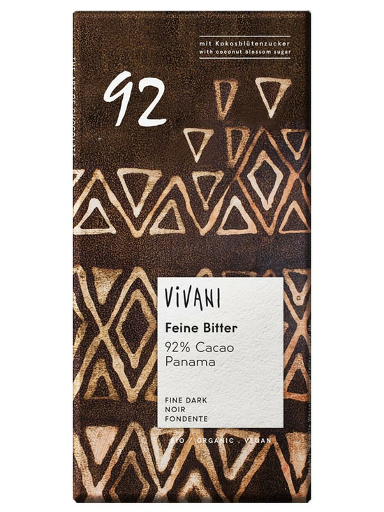 Vegan 92% Dark Chocolate Bar 80g, Organic (Vivani)
