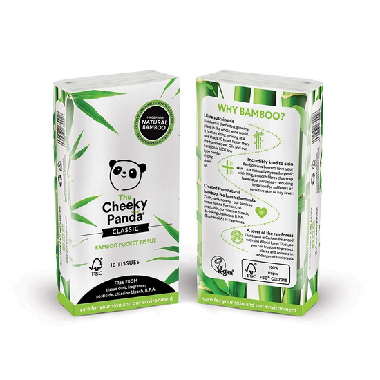 100% Bamboo Pocket Tissue, 10 Tissues (Cheeky Panda)