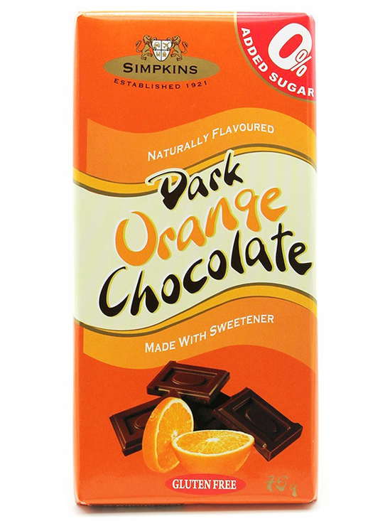 Sugar Free Dark Chocolate Orange Bar 75g (Simpkins)