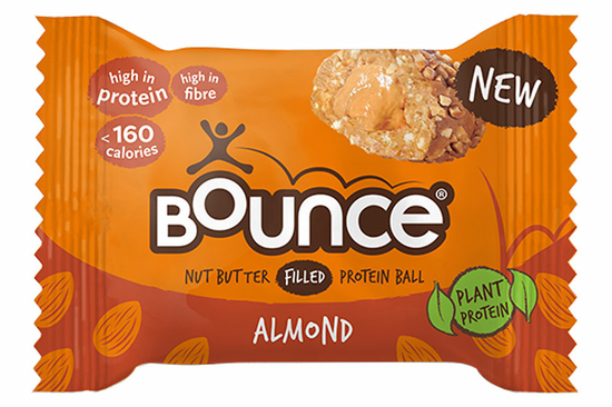 Delicious crunchy almonds surround this chewy snack.