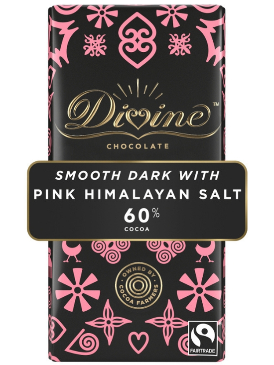 Dark Chocolate with Pink Himalayan Salt 90g (Divine Chocolate)