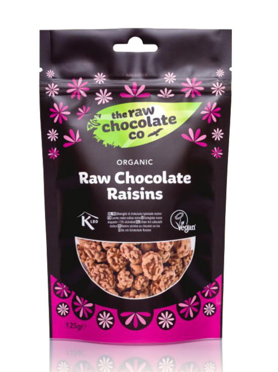 Plump Organic Raisins coated in Raw Cocoa.