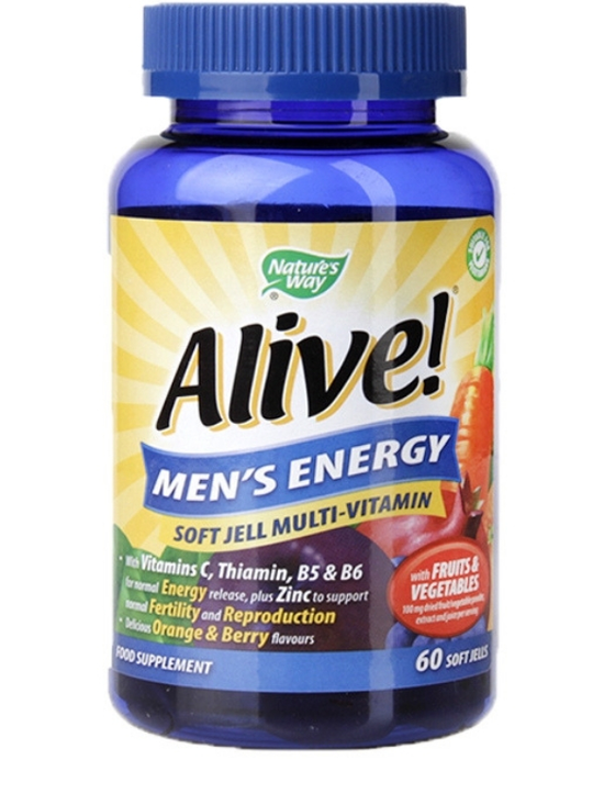 Alive! Men's Energy Multi-Vitamin, 60 Soft Jell Gummies (Nature's Way)