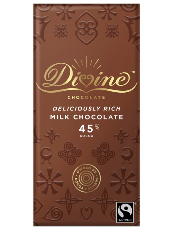 Fairtrade 45% High Cocoa Milk Chocolate Bar 90g (Divine Chocolate)