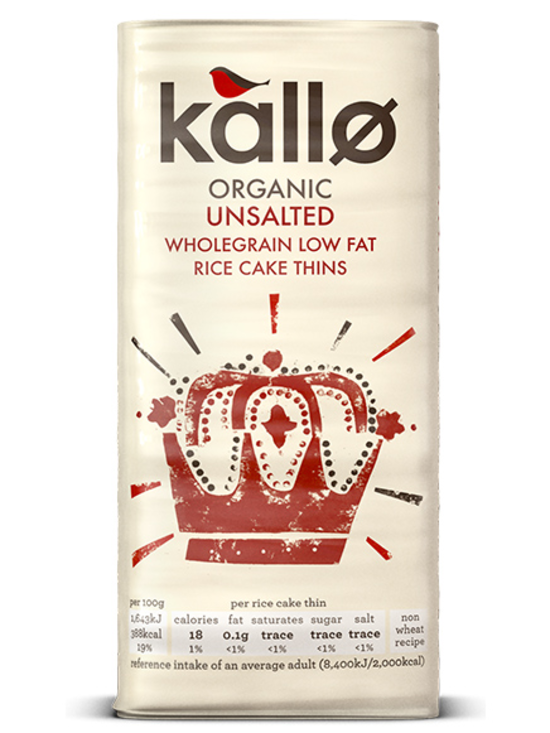 Unsalted Thin Square Rice Cakes 130g (Kallo) Healthy Supplies