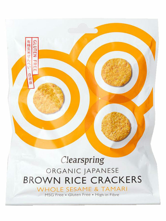 Brown Rice Crackers with Sesame Seeds, Organic 40g (Clearspring)
