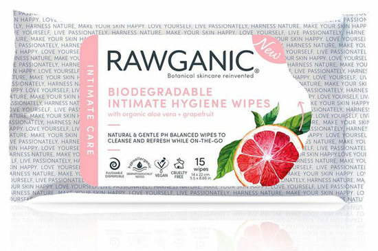Organic Intimate Hygiene Wipes, 15 Wipes (Rawganic)