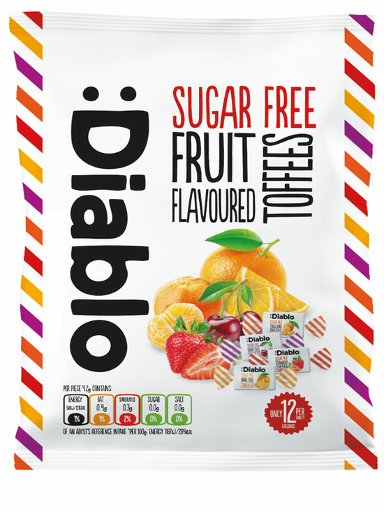 Fruit Flavoured Toffee Sweets 75g (Diablo Sugar Free)