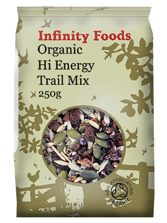 Trail Mix: Goji Berries, Raw Cacao Nibs, <br>Mixed Seeds, Raisins, Sultanas and Cranberries.