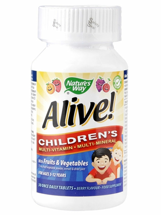 Alive! Children's Chewable Multi-Vitamin OAD 30 Tablets (Nature's Way)