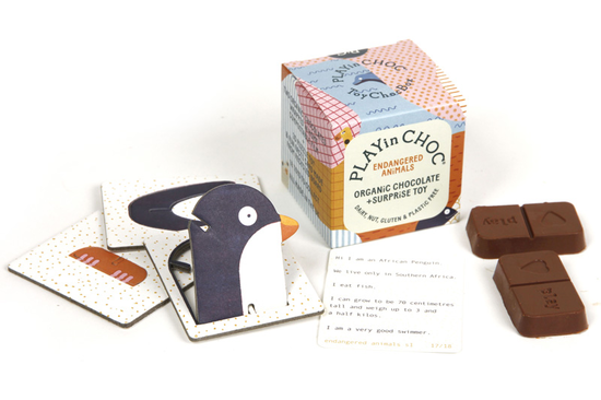 Endangered Animal Toy with Organic Chocolate, Gift Box 50g (PLAYin CHOC)