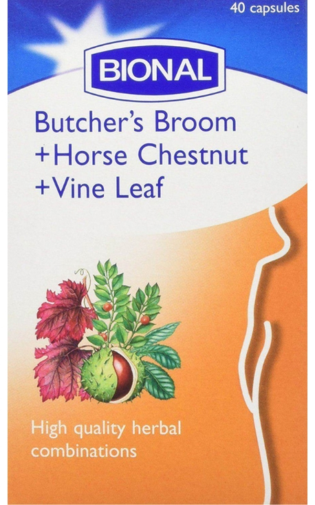 Butcher's Broom, Horse Chestnut and Vine Leaf Capsules, 40 Capsules (Bional)