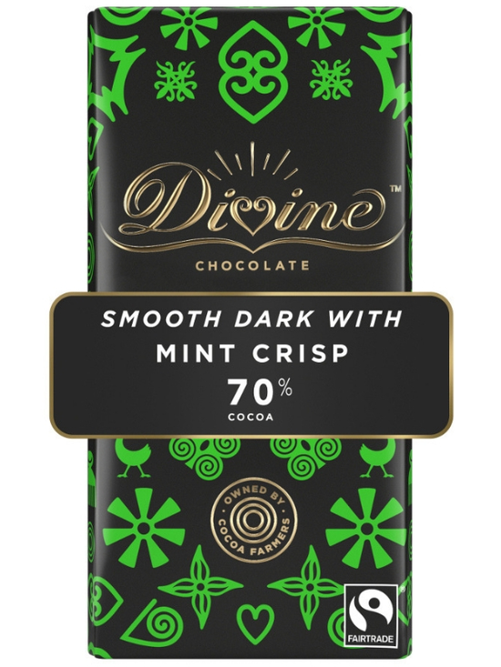 Dark Chocolate and Mint Crisp Bar 90g (Divine Chocolate)