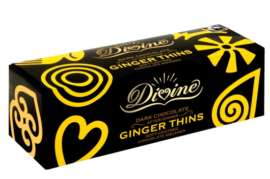 Fairtrade Dark Chocolate and Ginger Thins 200g (Divine Chocolate)