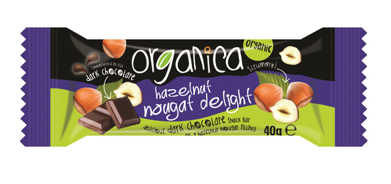 Hazelnut Nougat Delight Dark Chocolate Bar, Organic 40g (Organica)