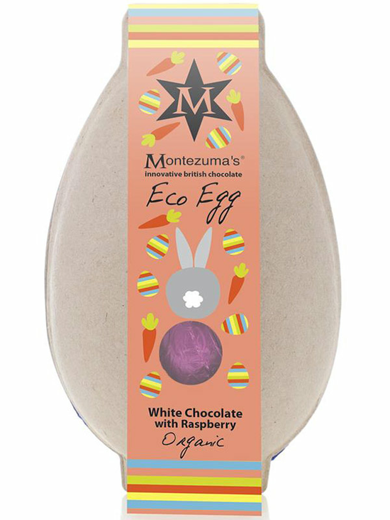 White Chocolate Easter Egg with Raspberry, Organic 150g (Montezuma's)