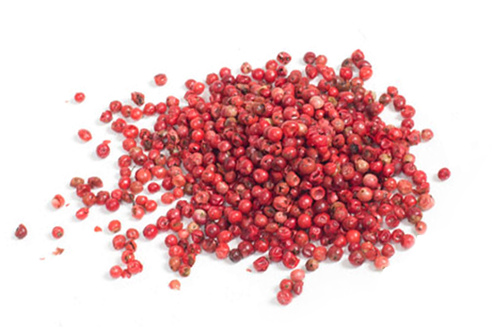 Pink peppercorns from Hampshire Foods have a fruity taste<br>that is still recognisably peppery.