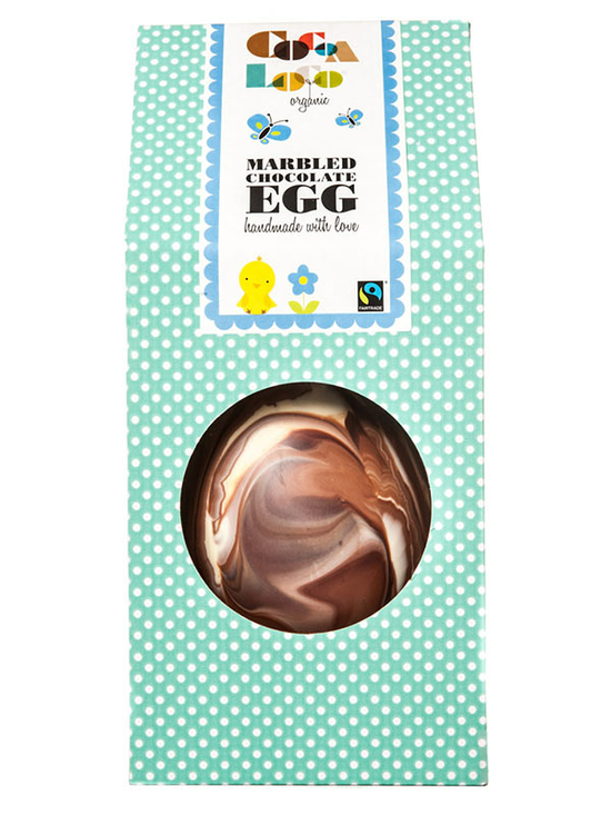 Giant Marbled Easter Egg with Milk Chocolate Buttons, Organic 1250g (Cocoa Loco)