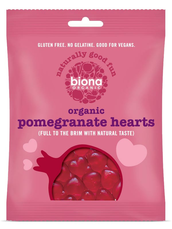 Pomegranate Jelly Hearts, Organic 75g (Biona)