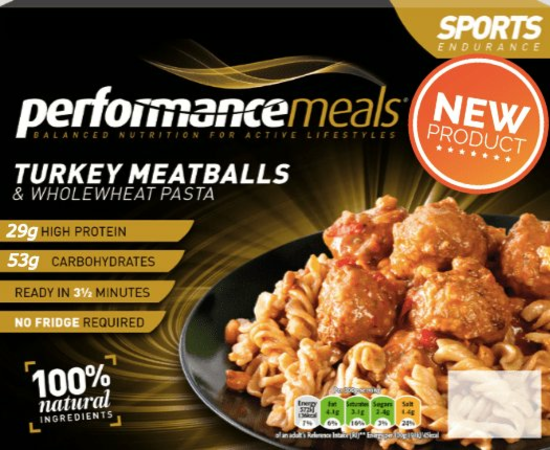 Turkey Meatballs & Whole-Wheat Pasta 380g (Performance Meals)