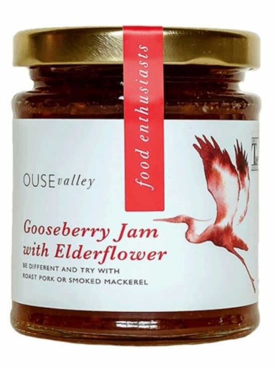 Gooseberry Jam with Elderflower 227g (Ouse Valley)