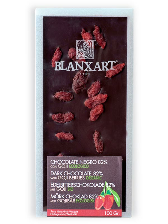 Congolese Dark Chocolate with Goji Berries, 82% Cocoa, Organic, 100g (Blanxart)