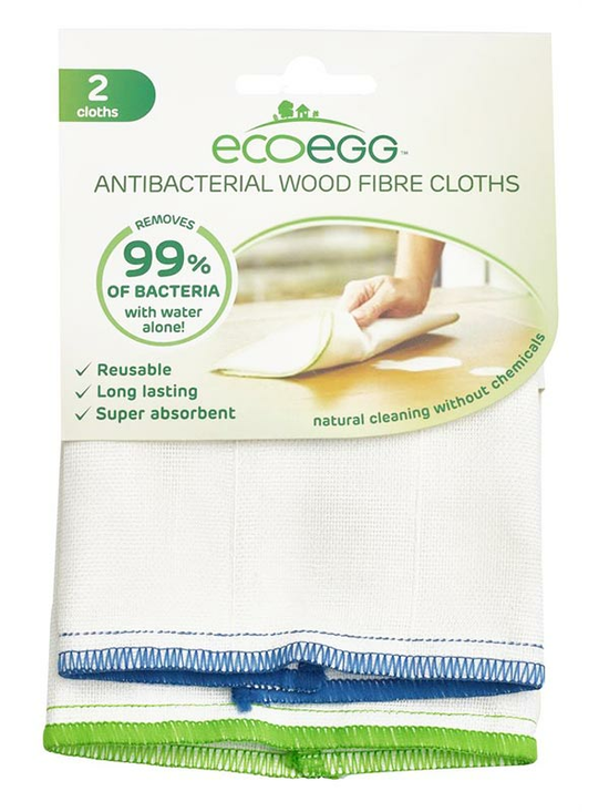 Antibacterial Wood Fibre Cloths - 2 Pack (Ecoegg)