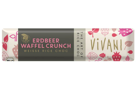 Vegan White Chocolate Wafer Bar With Strawberries 35g, Organic (Vivani)