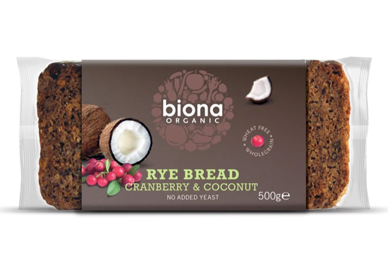 Organic Rye Cranberry & Coconut Bread 500g (Biona)