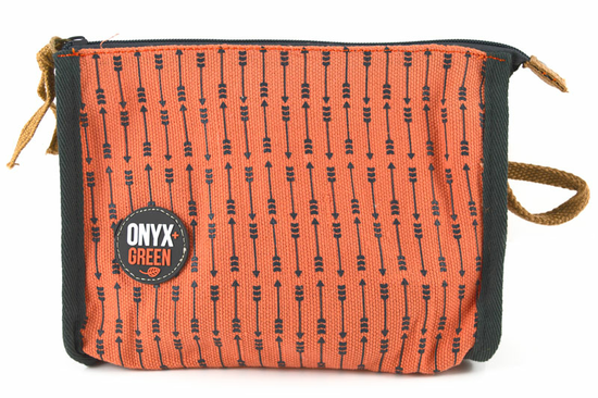 Ramie Leaf and Jute Blend Pencil Pouch Orange (Onyx and Green)