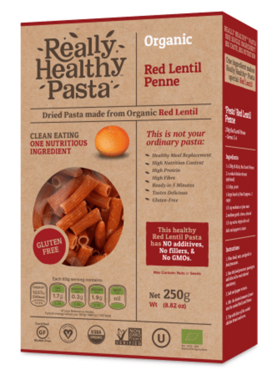 Red Lentil Penne, Gluten-Free 250g (Really Healthy Pasta)