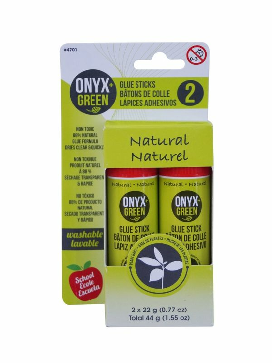Plant-Based Glue Sticks, 2 Pack (Onyx and Green)