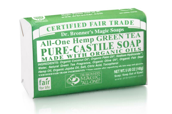 All-One Hemp Green Tea Pure Castile Soap Bar 140g (Dr. Bronner's)